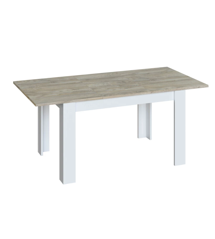 TAVOLO DA PRANZO ESTENSIBILE BIANCO E ROVERE, 140-190X90X78 CM